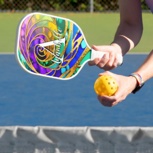 Raquette De Pickleball Bijou moderne Abstrait violet et métal or