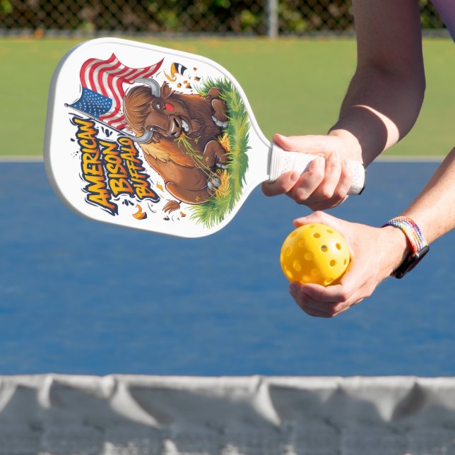 Raquette De Pickleball Bison avec drapeau américain dans l'herbe (Insitu)