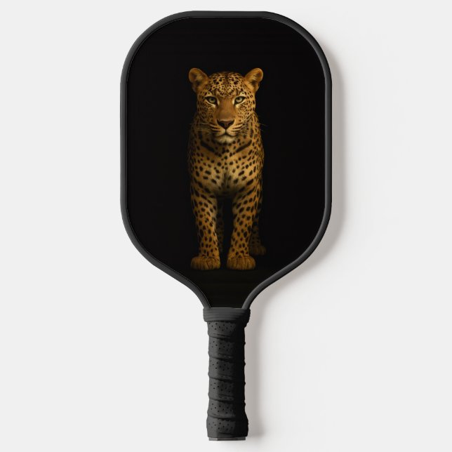 Raquette de Pickleball Black 4 Luxe, Léopard Majes (Recto)