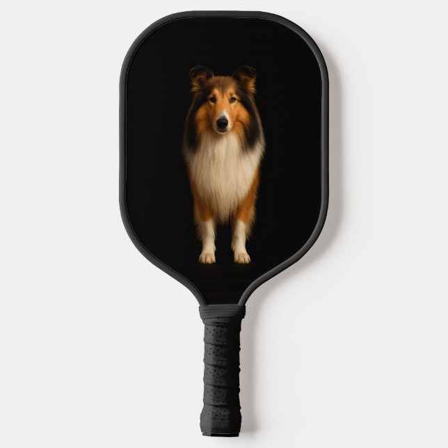 Raquette De Pickleball Black 4 Luxe Pickleball Paddle, Loyal Collie Dog (Verso)