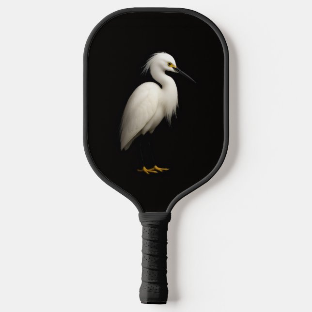 Raquette De Pickleball Black 4 Luxe Pickleball Paddle, Snowy Egret (Verso)