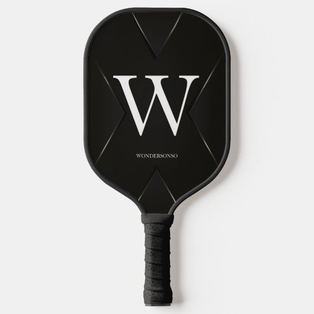 Raquette De Pickleball Black Abstract Custom Text Name (Recto)