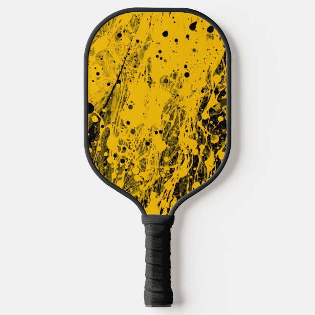 Raquette De Pickleball Black and Yellow Paint Splashes (Recto)