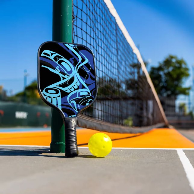 Raquette De Pickleball Black Blue Haida Eagle Thunder Bird Art autochtone (Créateur téléchargé)