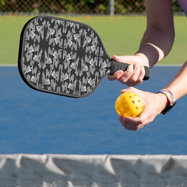 Raquette De Pickleball Black Japanese Fan Pattern Pickleball Paddle (Insitu)