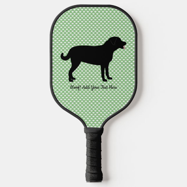 Raquette De Pickleball Black Lab Silhouette Texte personnalisé (Recto)