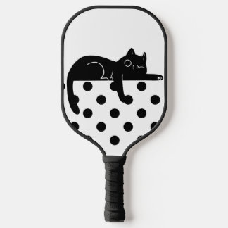 Raquette De Pickleball Black polka dot cat Pickleball Paddle
