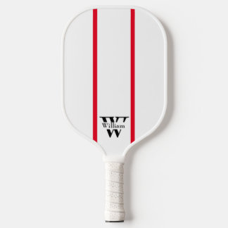 Raquette De Pickleball Blanc moderne Noir Noir Initiale Nom
