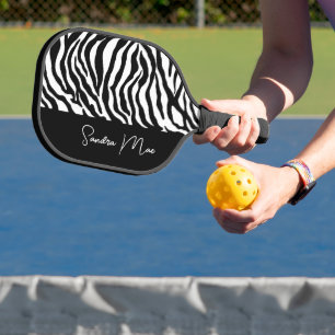 Raquette De Pickleball Blanc noir zèbre peau rayures d'impression Motif d
