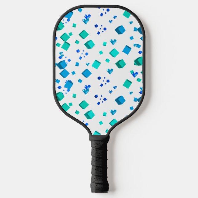 Raquette De Pickleball Bleu Coeurs et cubes Pickleball Paddle (Recto)