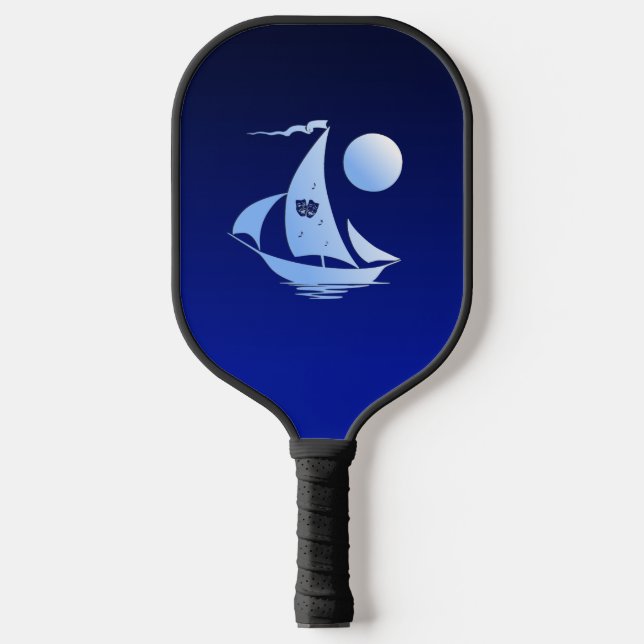 Raquette De Pickleball Bleu Comédie et Tragédie Théâtre Voilier (Recto)