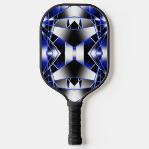 Raquette De Pickleball Bleu Dégradé Rempli Mécanique Dessin Mosaïque