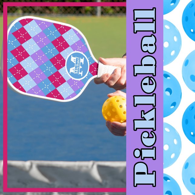 Raquette De Pickleball Bleu framboise Lavande Magenta Jacquard Personnali (Créateur téléchargé)