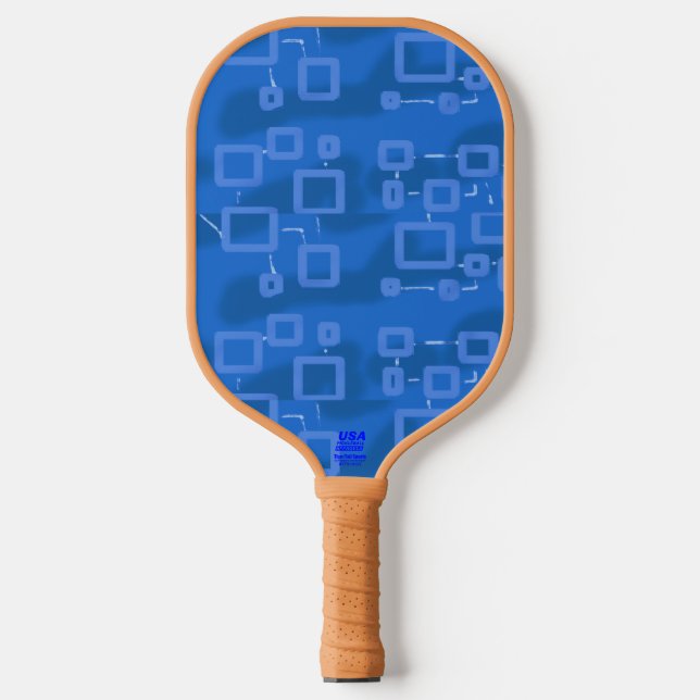 Raquette De Pickleball Bleu Géométrique Moderne (Recto)
