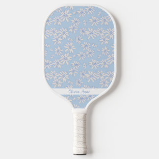 Raquette De Pickleball Bleu marguerite motif floral Nom personnalisé mign