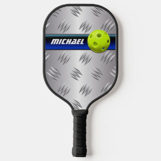 Raquette De Pickleball Bleu personnalisé, plaque diamant en argent FAUX