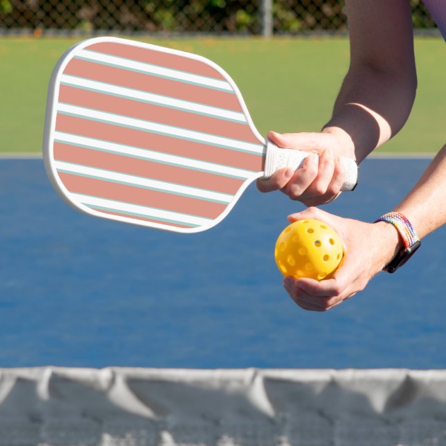 Raquette De Pickleball Bleu, rose et blanc rayures motif (Insitu)