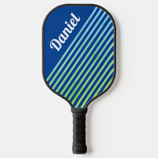 Raquette De Pickleball Bleu Vertical strié Personnalisé Geo moderne
