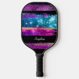 Raquette De Pickleball Bleu violet Parties scintillant Bleu Étoiles Brush