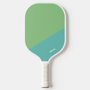 Raquette De Pickleball Bloc De Couleurs Vert Et Bleu Avec Nom