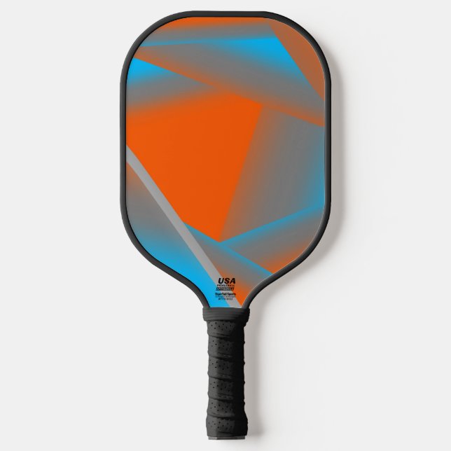 Raquette De Pickleball Blue Grey Orange Ombre Géométrique Art Abstrait (Recto)