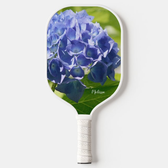 Raquette De Pickleball Blue Hydrangea Floral Personnalisé (Recto)
