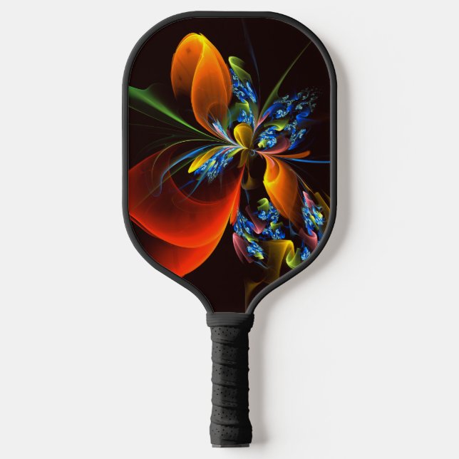 Raquette De Pickleball Blue Orange Floral Moderne Art Abstrait Motif #03 (Recto)