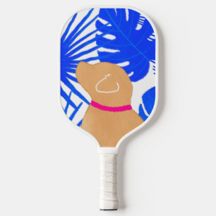 Raquette De Pickleball Blue Tropical Island Chien jaune Pickleball Paddle