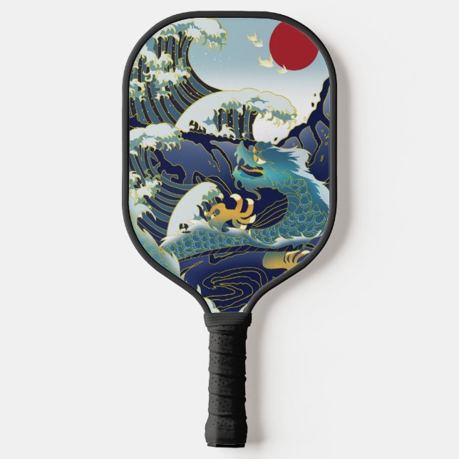 Raquette De Pickleball Blue Waves Green Dragon Red Sun Pickleball Paddle (Verso)