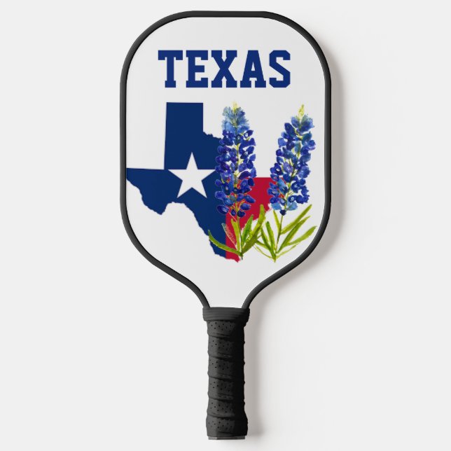 Raquette De Pickleball Bluebonnets Texas Fleur Floral Texan Drapeau (Recto)