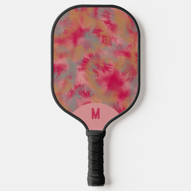 Raquette De Pickleball Bohemian Tie-dyed Vibrant Pink Monogramed (Recto)
