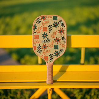 Raquette De Pickleball Boho Floral Brown & Beige Botanique Printemps été