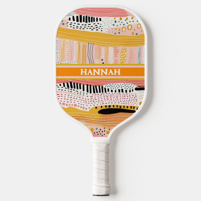 Raquette De Pickleball Boho Peach Gold Pickleball Personnalisé Paddle (Recto)