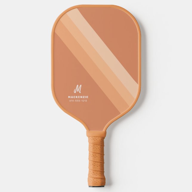 Raquette De Pickleball Boho Retro Tan Terracotta Monogramme (Recto)