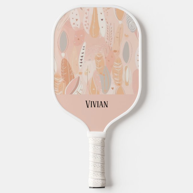 Raquette De Pickleball Boho rose Dusty Botanical Abstrait Personnalisé (Recto)
