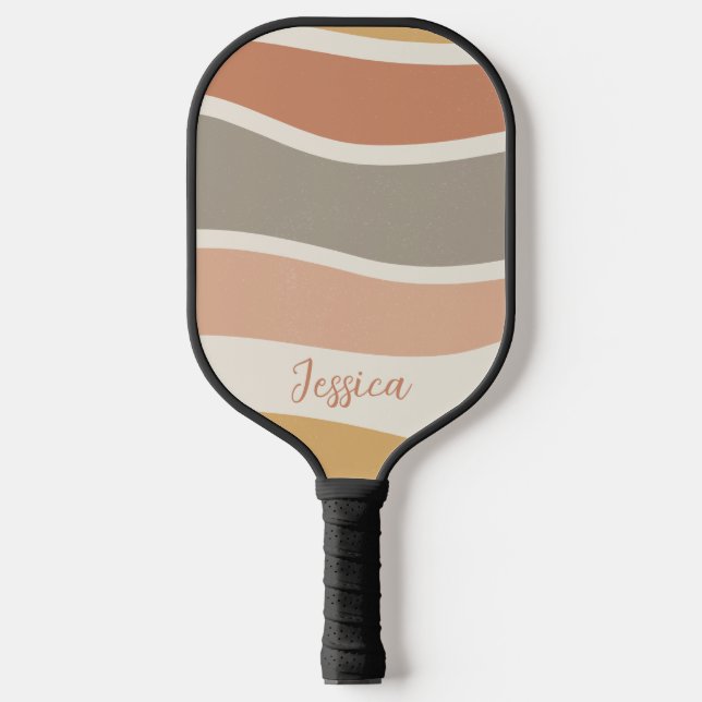 Raquette De Pickleball Boho Strip Motif Nom personnalisé Pickleball Paddl (Recto)