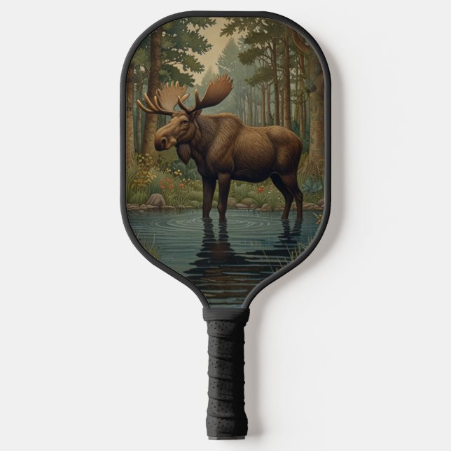 Raquette De Pickleball Bois boisé d'orignal rustique (Recto)