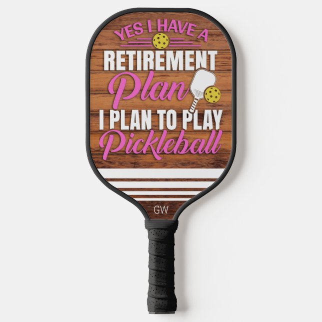 Raquette De Pickleball Bois de retraite et monogramme vert pour elle (Recto)