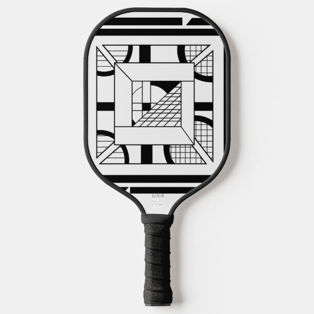 Raquette De Pickleball Bold Black White Geometric Abstract Line Art (Recto)