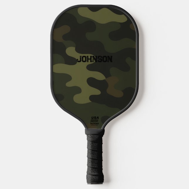 Raquette De Pickleball Bold Camo Earthy Greens Browns Customizable Name (Recto)