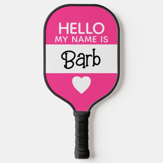Raquette De Pickleball Bonjour mon nom est - Hot Pink - Custom Cute Name (Recto)