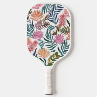 Raquette De Pickleball Botanical Leaves Watercolor | Floral Colorful