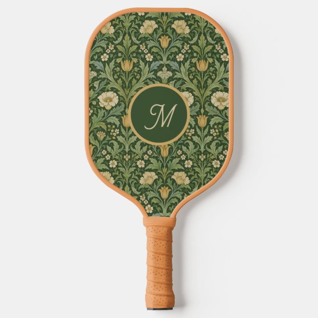 Raquette De Pickleball Botanique de style William Morris vert (Recto)