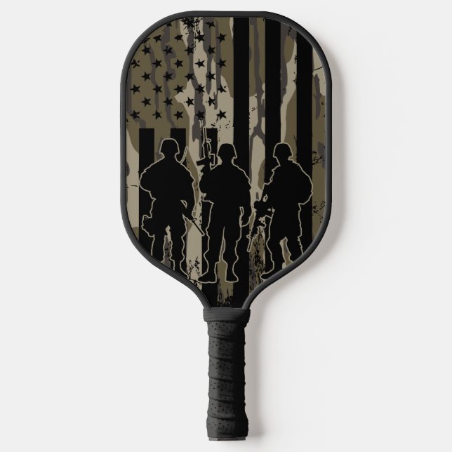 Raquette De Pickleball Bottomland Camo drapeau américain et soldats (Recto)