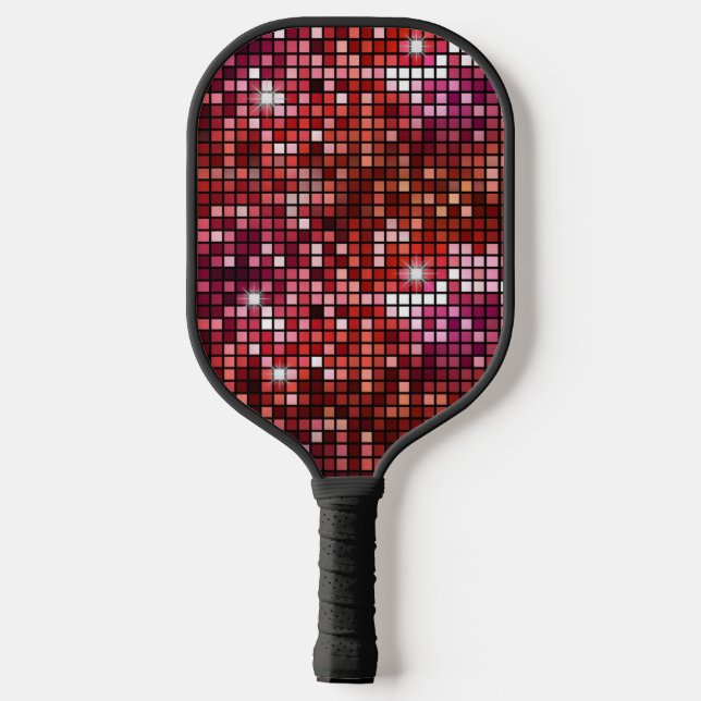 Raquette De Pickleball Boule à facettes disco rouge rétro Groovy 70's (Verso)