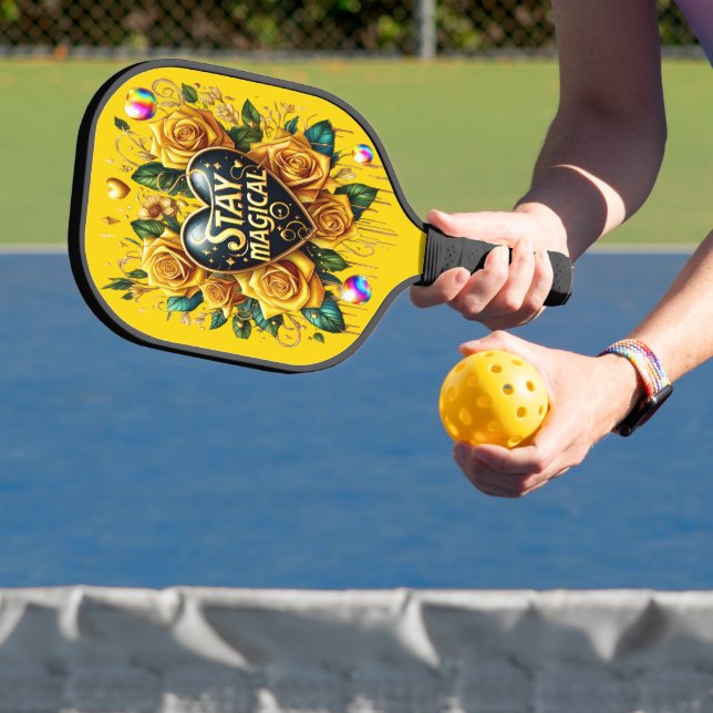 Raquette De Pickleball Bouquet enchanteur de Roses d'or et de coeur (Insitu)