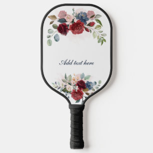 Raquette De Pickleball Bourgogne Aquarelle Florale Verdure Personnalisé