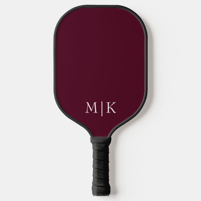 Raquette De Pickleball Bourgogne et blanc | Monogramme moderne (Recto)