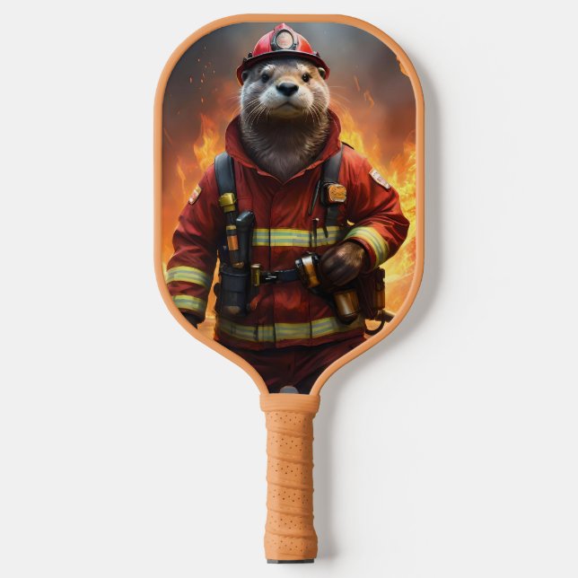 Raquette De Pickleball **"Bravoure éclatante : Le pompier Otter"** (Recto)