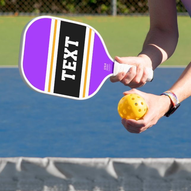 Raquette De Pickleball Bright Violet Noir Jaune Blanc Rayures de course (Insitu)